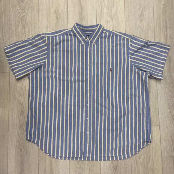 Ralph Lauren Blue & Yellow Striped Collard Classic Fit Button Down Men's 2x Big - Picture 1 of 11